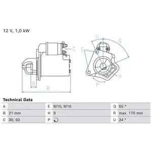 BOSCH Démarreur pour NISSAN: Note, Micra (Ref: 0 986 028 080)
