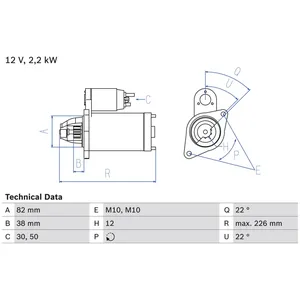 BOSCH Démarreur pour JEEP: Grand Cherokee & CHRYSLER: PT Cruiser (Ref: 0 986 024 380)