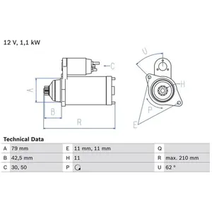BOSCH Démarreur pour AUDI: TT, S3, Q3, A3 & VOLKSWAGEN: Golf Cabriolet...Vendu paroscaro