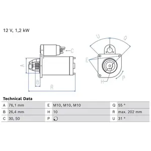 BOSCH Démarreur pour VOLVO: S60, V60, V70 & FORD: Focus, Galaxy, Mondeo, S-Max, C-Max, Fiesta (Ref: 0 986 027 280)