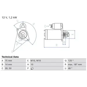 BOSCH Démarreur pour HYUNDAI: i20, i10 (Ref: 0 986 026 300)