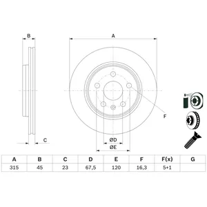 BOSCH Disques de frein pour OPEL: Insignia (Ref: 0 986 479 F53) pas cher