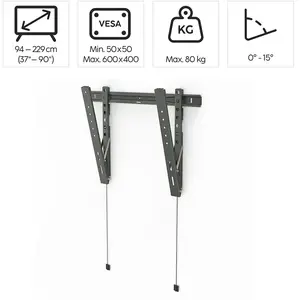 Hama TILT Support mural plat pour TV Anthracite 229 cm (90") 600 x 400 cm