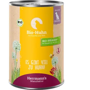 Herrmann's Selection Sensible 6 x 400 g pour chien - poulet bio, carottes bio, riz bio pas cher