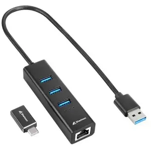 Sharkoon 3 ports USB 3.2 GEN 1 Hub en aluminium, adaptateur Ethernet R... pas cher