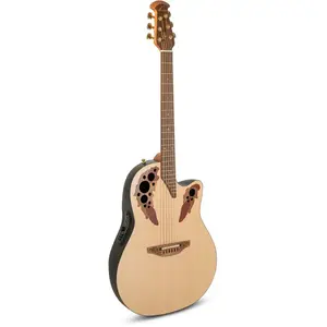 Ovation Pro Series Elite 1768-4S-G USA Deep Bowl Natural Satin elektrisch-akoestische gitaar met koffer pas cher