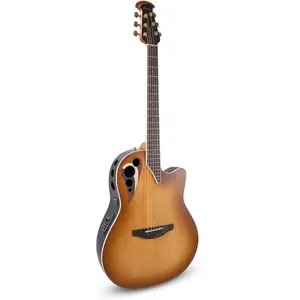 Ovation Celebrity Elite Deluxe Deep Contour CDX40-PB-G Peach Burst Satin elektrisch-akoestische westerngitaar pas cher