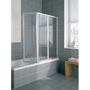 Kermi Vario badklapwand 3-delig 140 cm. parelglas Matzilver-Kunststof Glas pas cher