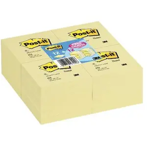 12 x 3M Notes Post-it, 76 x 76 mm, jaune, 12 + pas cher