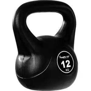 Haltère à boule Movit® Kettlebell BASIC BLACK - 12 kg - Enveloppe en matière synthétique - Fitness pas cher