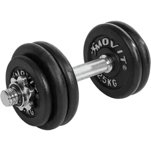 MOVIT 1 x Haltère court de 15 kg en fonte (poids 4x2,5kg + 2x1,25kg) pas cher