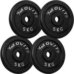 MOVIT® Halterschijven Set 20 kg - 4 x 5 kg - Gewichten - Gietijzer - Zwart - 30 mm pas cher