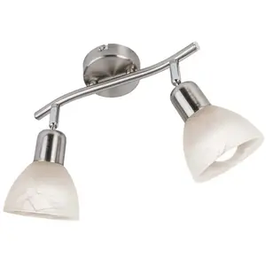 GLOBO NINO LEUCHTEN Spot led 2 ailes. Daytona nickel, verre alab.blanc avec 2xE14.3W, led l: 20cm, verre 10cm faux pas cher