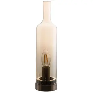 GLOBO NINO LEUCHTEN Lampe de table lampe de table lampe de chevet bouteille lampe de salon lampe d'appoint lampe de chambre, métal verre ambre, 1x E14, h 33 cm pas cher