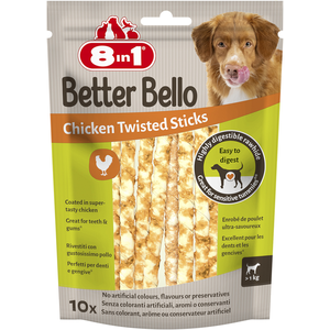 10pcs 8in1 Better Bello Poulet Twisted Sticks Friandises pour chiens pas cher