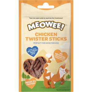 Meowee! Meowee ! Chicken Twister Sticks pour chat - 31 g pas cher