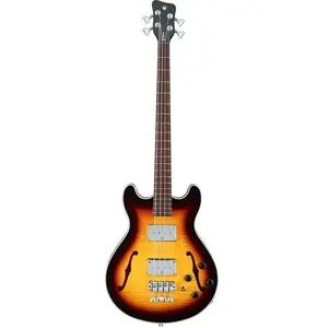 Warwick RockBass Star Bass 4-String Vintage Sunburst Transparent High Polish semi-akoestische basgitaar met gigbag pas cher