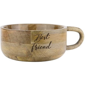 Nobby Grande tasse décorative "BF", manguier, 16x7.5cm, Gamelle pas cher