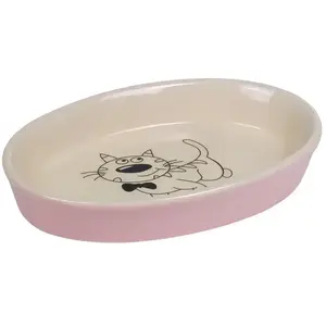 Nobby Bol Ovale en céramique pour Chat Rose/Beige 17 x 11 x 2,5 cm pas cher