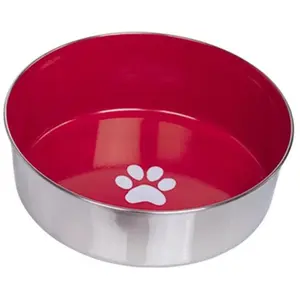 Nobby Mangeoire Antidérapante en Acier Inoxydable pour Chien Motif Patte Rouge 23,5 cm/2,7 L pas cher