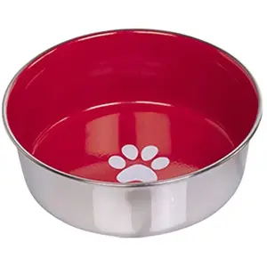 Nobby rvs voerbak heavy paw anti-slip rood 20,5 cm - 2 liter pas cher