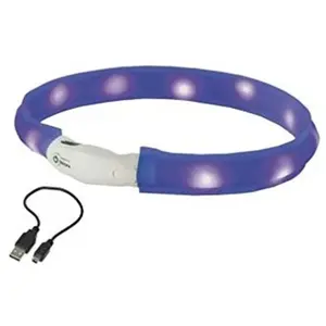 Nobbys 77028 Chien Starlight LED de sécurité lumière Collier de Ruban Bleu 70 cm pas cher