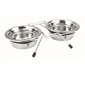 Gamelles Double En Inox Pour Chien Nobby Pet Silent Diner pas cher