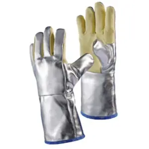 JUTEC Gant de protection thermique 5 doigts taille universelle nature/argent avec aramide preox alum. en 388, en 407 catégorie epi iii pas cher