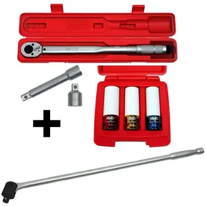 10905 Clé dynamométrique 1/2', 30-210 Nm, Tolérance de ±3 %, Kit pour changer les roue, 3 embouts 17 / 19 / 21 - Famex pas cher