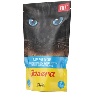 16x70g Filet poulet, saumon Josera - Pâtée pour chat pas cher
