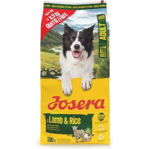 12,5 + 2,5 kg Josera Adult agneau et riz nourriture sèche pour chien pas cher