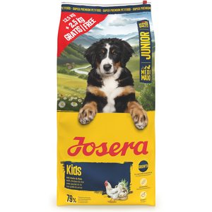 12,5 + 2,5 kg Josera Medi/Maxi Junior Kids aliment sec pour chien pas cher