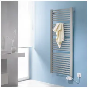 Kermi Elektrische badkamerradiator Basic-E, recht, fks wit rechts, 800 Watt, 1770x599 mm (HxL), glanzzilver, E0E10180060WJXK