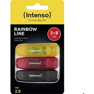 Intenso Rainbow Line 8GB USB Stick 2.0 Multipack x3 bunt (8 Go, USB-A), Clé USB, Multicolore pas cher