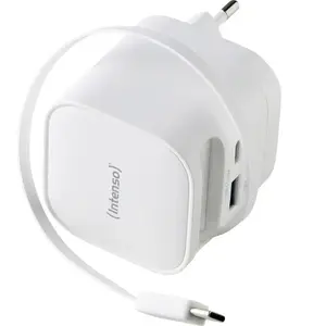 Intenso - Chargeur Secteur  65w Cable Usb-C + Port Usb-C/Usb-A Blanc
