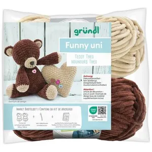 GRUNDL Kit de crochet Gründl Teddy le Nounours Créez votre ours en coton 100 % doux en fil Funny certifié OEKO-TEX(...) - Multicolore pas cher