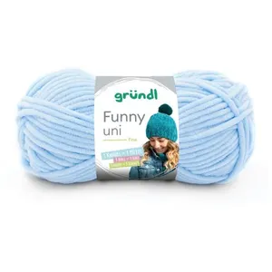 Gründl Funny Uni Fil à tricoter et crochet (fil chenille velouté 100% polyester, 100 g/120 m, taille des aiguilles 5-6, 1 x 100 g) - Bleu pastel