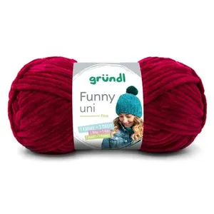 Fil à tricoter effet velour FUNNY - Grundl - 100 Gr - Oeko-Tex(...) - 23 Rouge