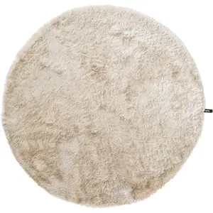 benuta Shaggy Tapis à poils longs Whisper Beige Ø 160 cm | Tapis à poi...