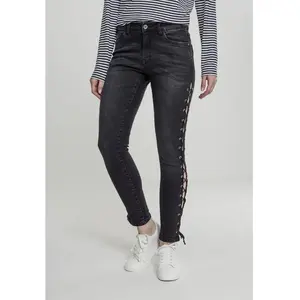 Urban Classics - Denim Lace Up Skinny jeans - Taille, 28 inch - ZwartVendu pardressinn