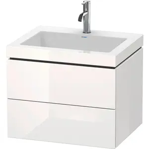 Duravit, Ensemble de meubles de salle de bain, L-Cube c-bonded Ensemble suspendu, 2 tiroirs, sans trop-plein, 1 trou pour robinet, 600x500x480mm