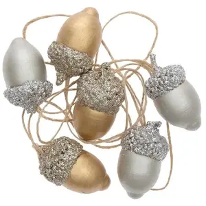 Pendentifs 6 glands en bois or et argent pas cher