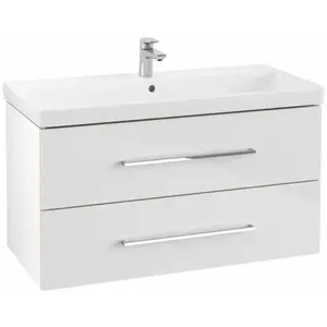 Villeroy & Boch Avento wastafelonderkast 967x520x447 met 2x lade crystal white pas cher