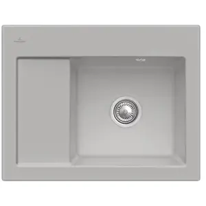 Evier 1 bac VILLEROY ET BOCH Subway 45 Compact 65 x 51 cm egouttoir a gauche Fossile CeramicPlus avec vidage manuel pas cher