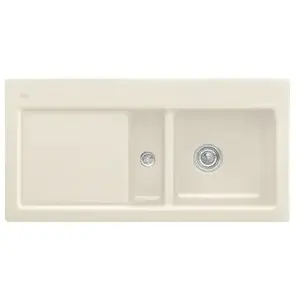 Evier de cuisine - VILLEROY ET BOCH - Subway 60 - 1 cuve 1/2 - Egouttoir à gauche - Ivory CeramicPlusVendu parcdiscount