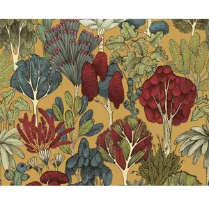 DOODLE DESIGN BOMEN BEHANG | Retro - meerkleurig mosterdgeel - "Architects Paper" A.S. Création Floral ImpressionVendu parbol