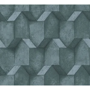 3D BETONLOOK BEHANG | Industrieel - petrol blauw grijs - A.S. Création...Vendu parbol