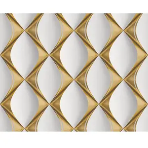 GRAFISCH 3D BEHANG | Optische Illusie - goud wit grijs - A.S. Création...Vendu parbol
