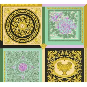 "MEDUSA HOOFD" SATIJN GLANZEND BAROK BEHANG | Design - munt lila zwart goud groen - A.S. Création Versace 5 pas cher