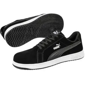 Comparateur de prix : Puma, Chaussures de travail, Iconic Suede Black Low S1P (S1P, 45)